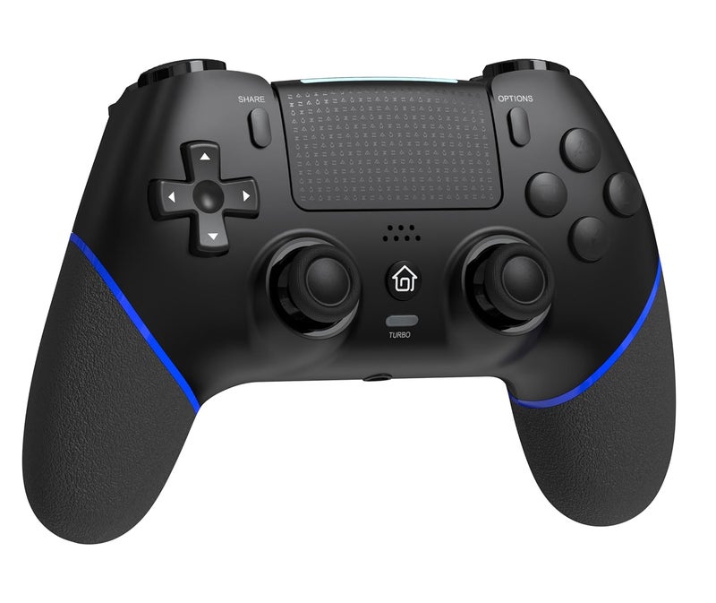 GAMFAMI Wireless Controller with Hall Joystick for PS4,Pro,Slim - Wireless Controller with Built-in Speakers/Precise Joysticks/Turbo/Advanced Buttons Programming, and 1000mAh Rechargeable Battery (Black Blue) - Image 1